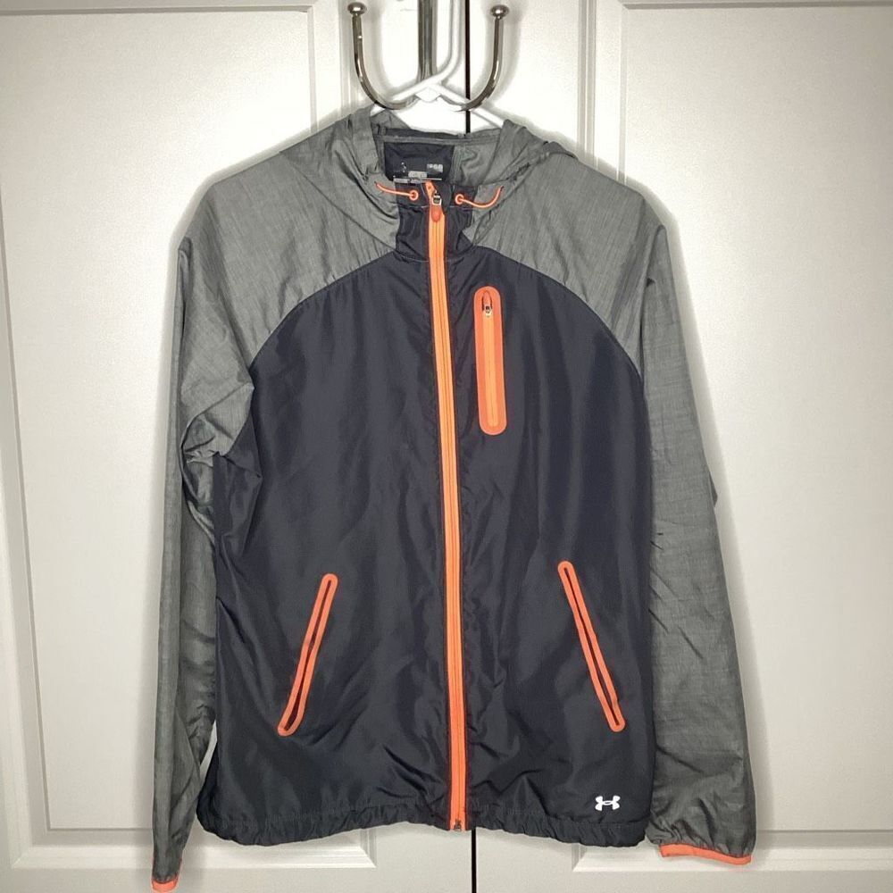 Ladies Under Armour Lightweight hooded Rain‎ Jacket Large gray